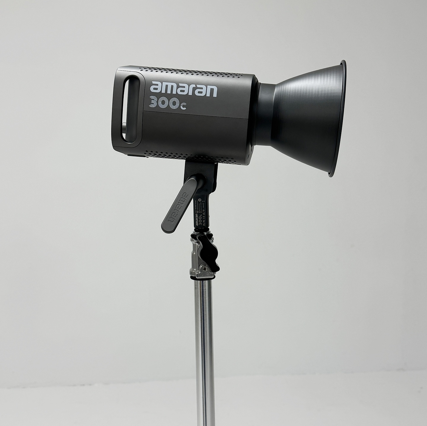 Aputure Amaran 300c studio light on a stand