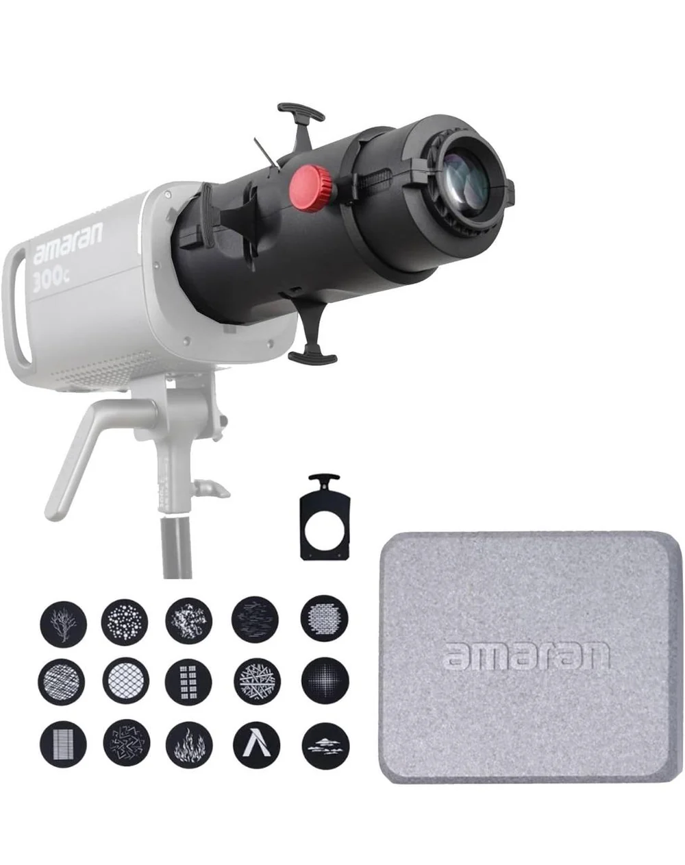Amaran 300c spotlight attachment with gobo masks